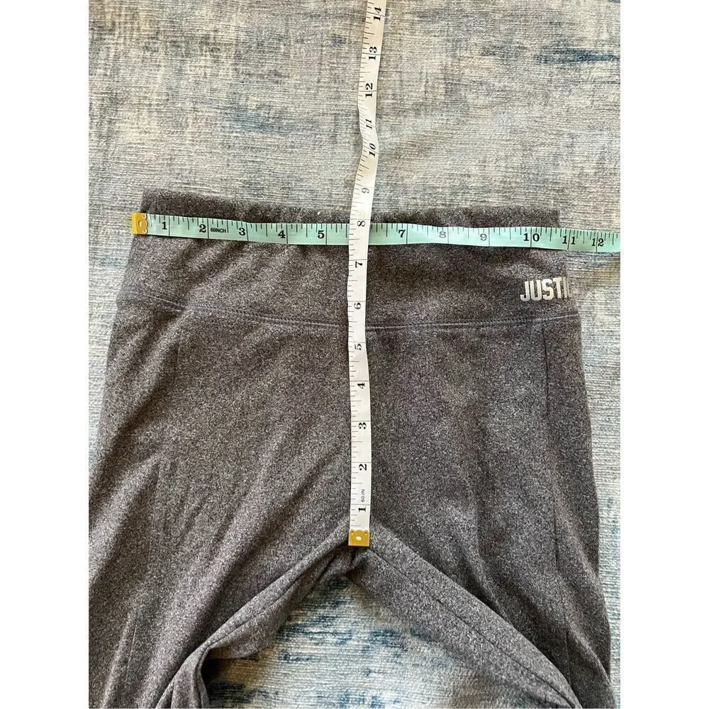 Justice Active Heathered Gray Cross Strap Mesh Panel Leggings Girls 12